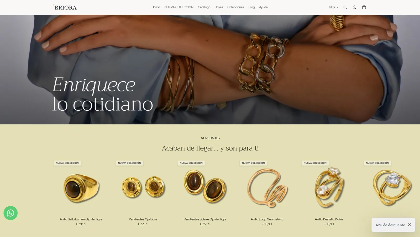 Tienda online de Joyería BRIORA con colecciones de joyas